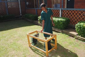 Tabitha drying films in the sun